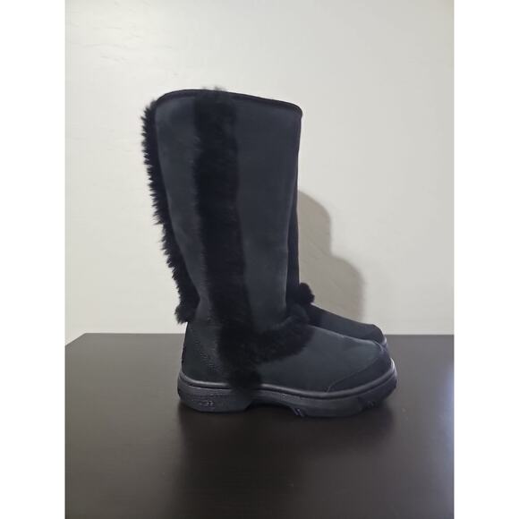 UGG Sunburst Tall Women's Black Suede Sheepskin Shearling Boots size US 5/EU 36 - Picture 3 of 5